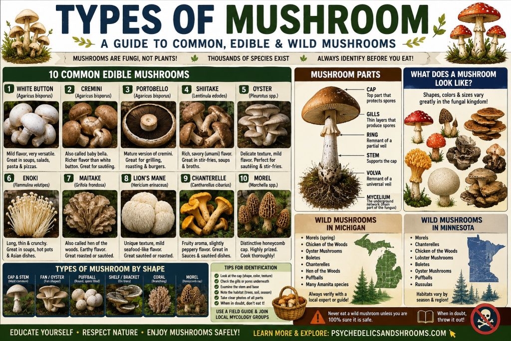 types of mushroom